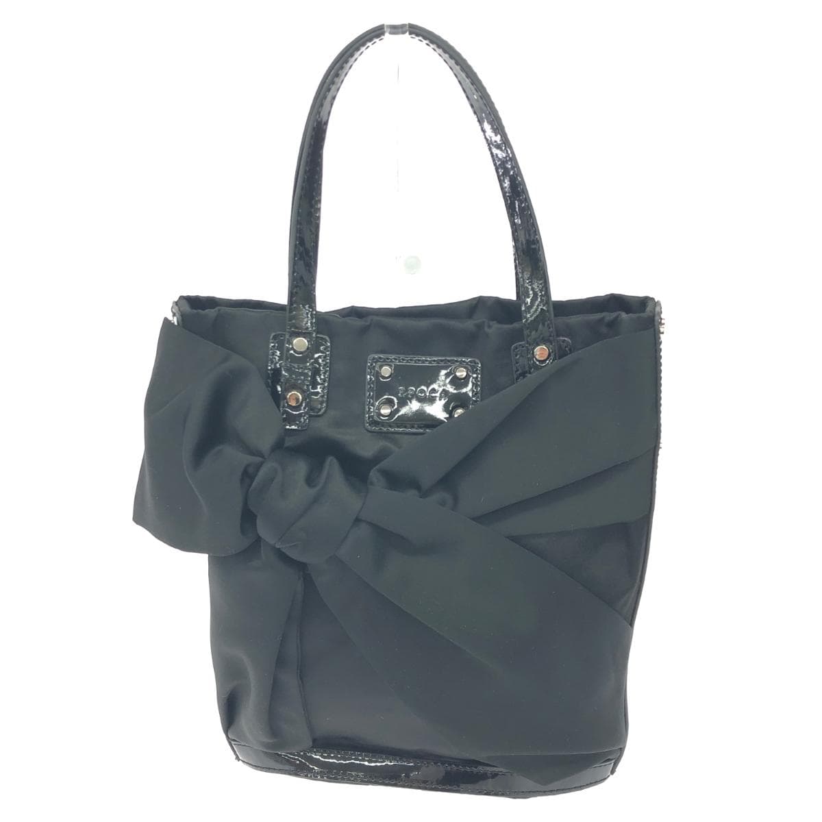 EPOCA Tote Bag Logo/Ribbon/Satin × Enamel Black Women's