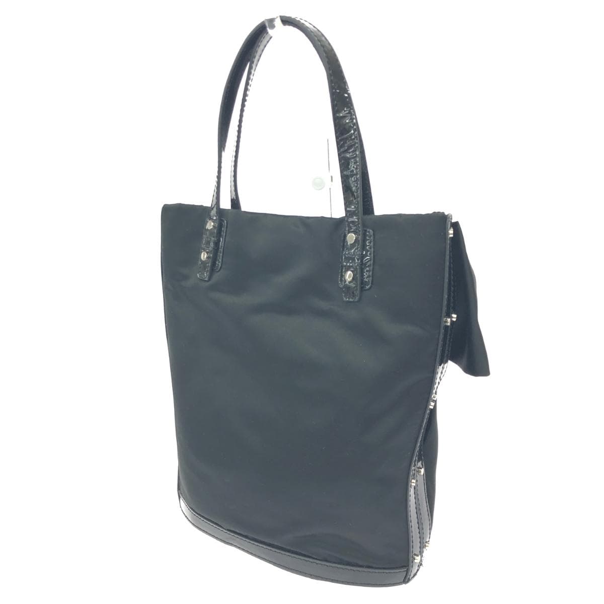 EPOCA Tote Bag Logo/Ribbon/Satin × Enamel Black Women's 3