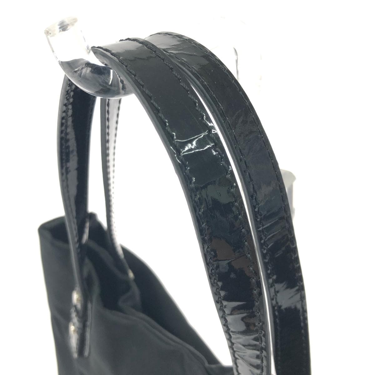 EPOCA Tote Bag Logo/Ribbon/Satin × Enamel Black Women's 4