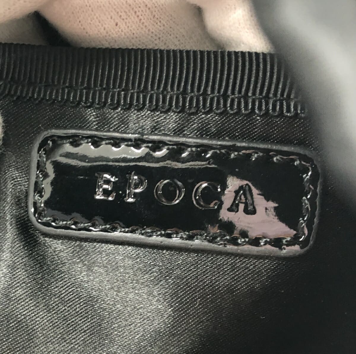 EPOCA Tote Bag Logo/Ribbon/Satin × Enamel Black Women's 9