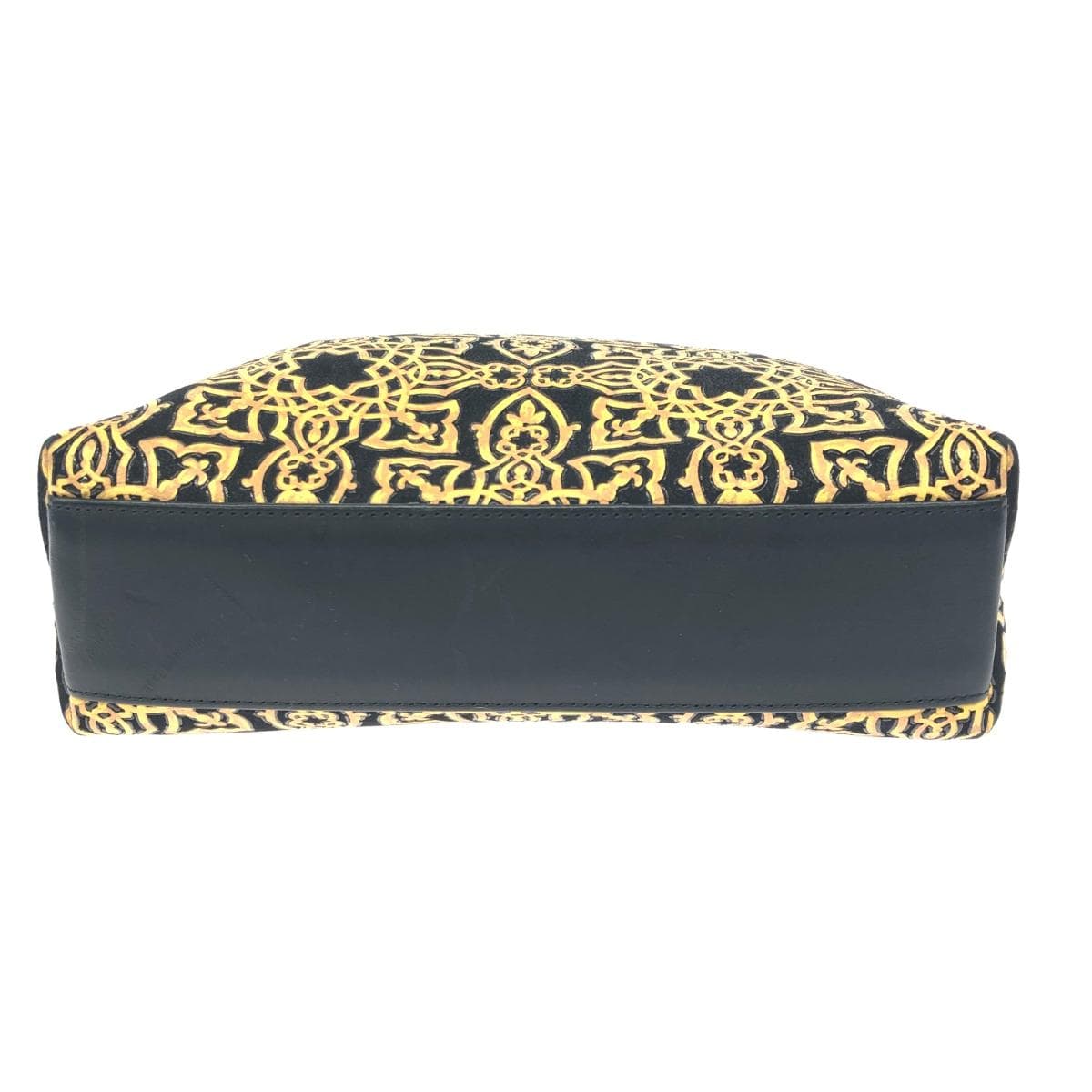 Inden-ya Mini Shoulder Bag/Pochette Geobesque Series/Kinat/Arabesque Pattern/Black Ground Deer Leather Brown Lacquer Black Ladies 4