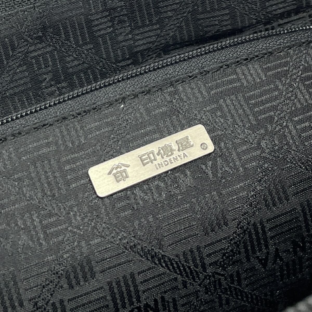 Inden-ya One Shoulder Bag Polka and Floral Black Ground Deer Leather Black Lacquer Black Ladies 6