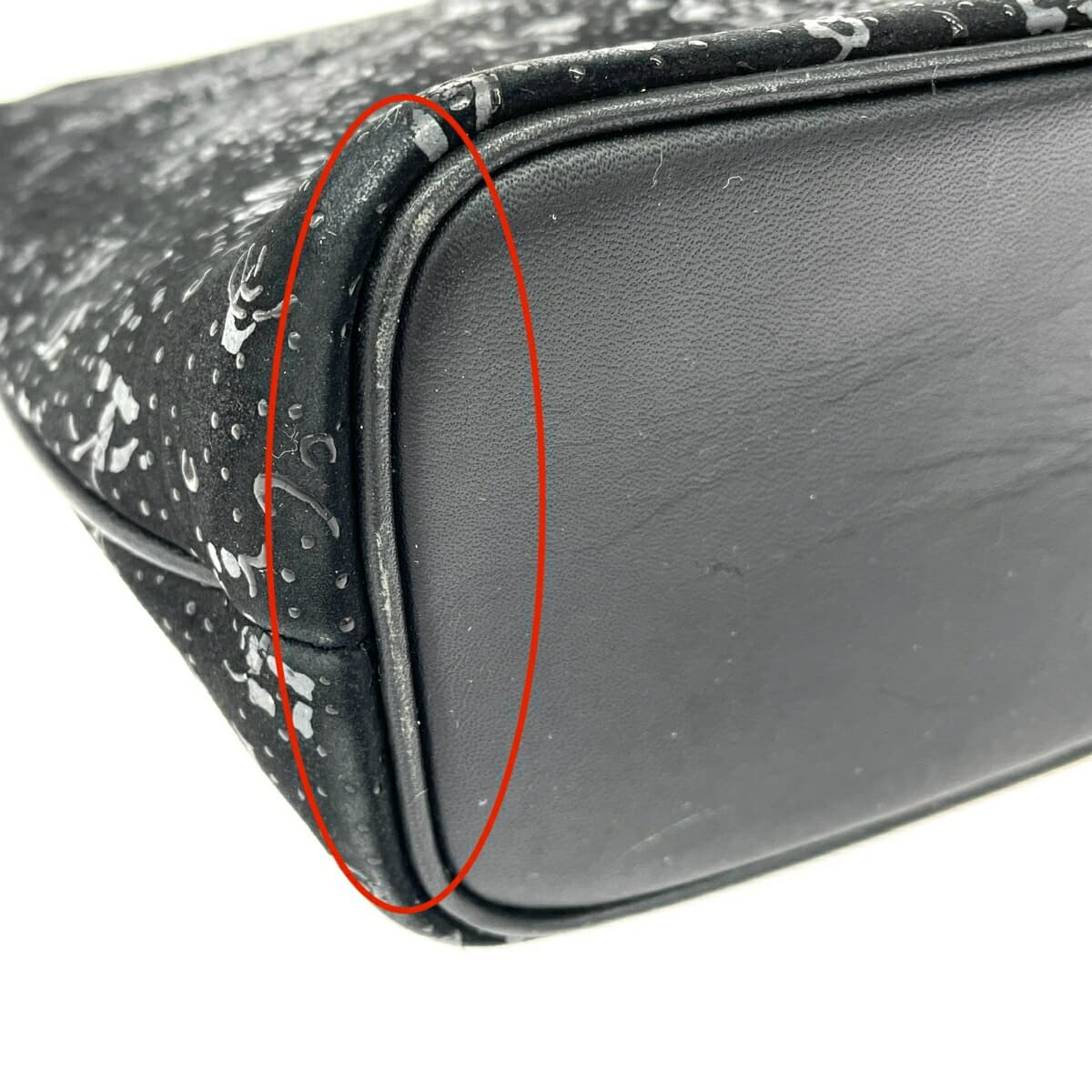 Inden-ya One Shoulder Bag Polka and Floral Black Ground Deer Leather Black Lacquer Black Ladies 8