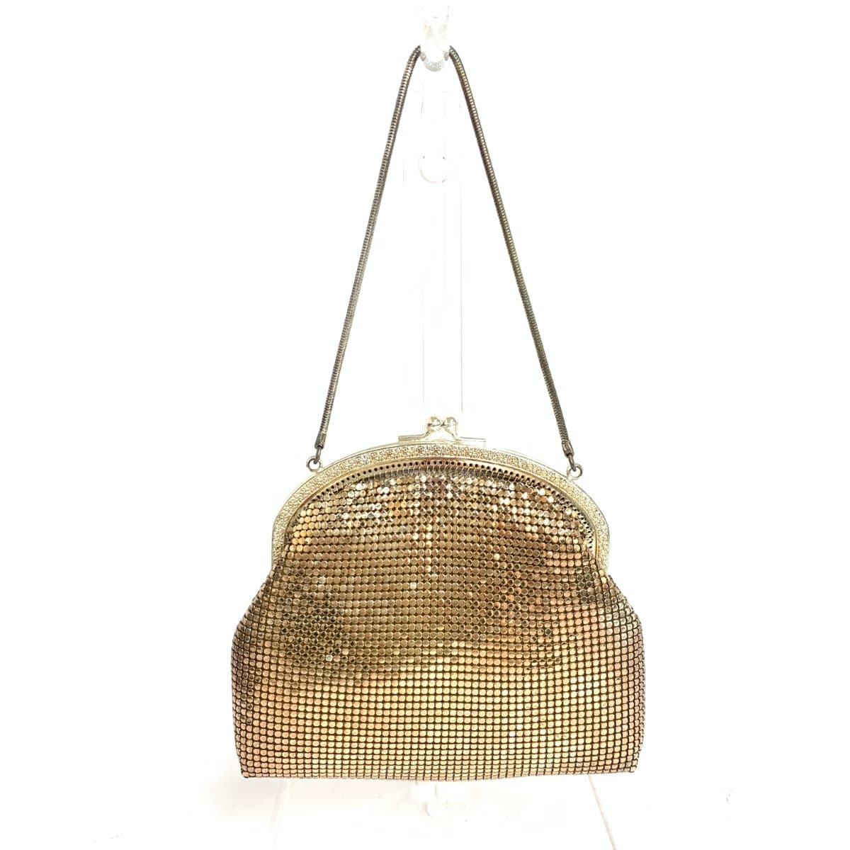 No Brand Frame Clutch Party Bag Metal Mesh Gold Color for Ladies