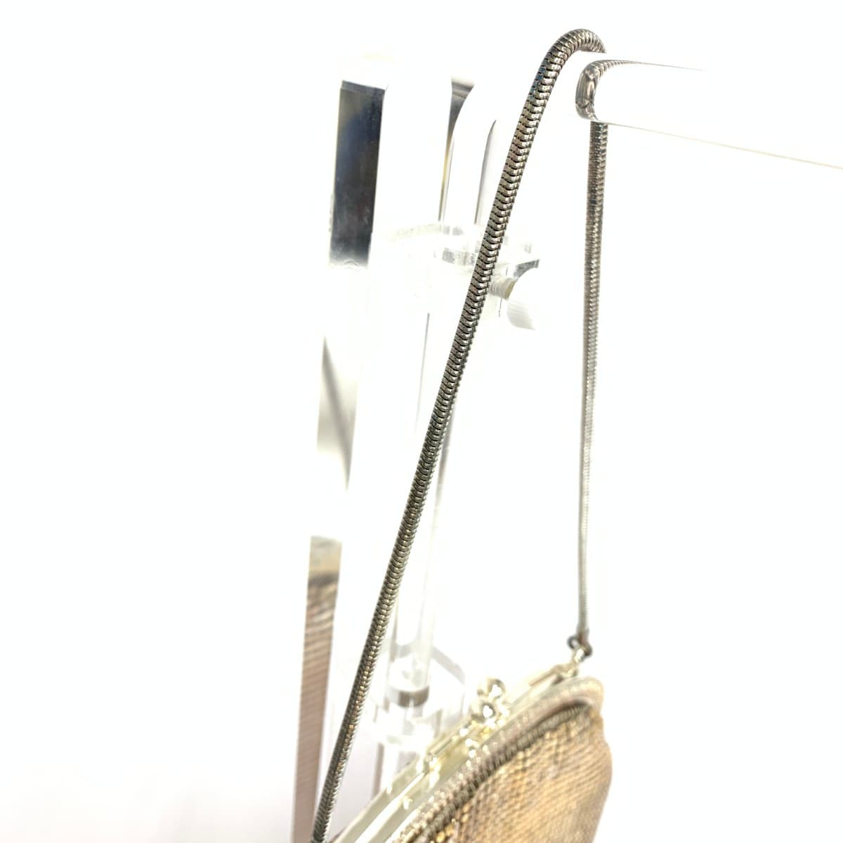 No Brand Frame Clutch Party Bag Metal Mesh Gold Color for Ladies 4