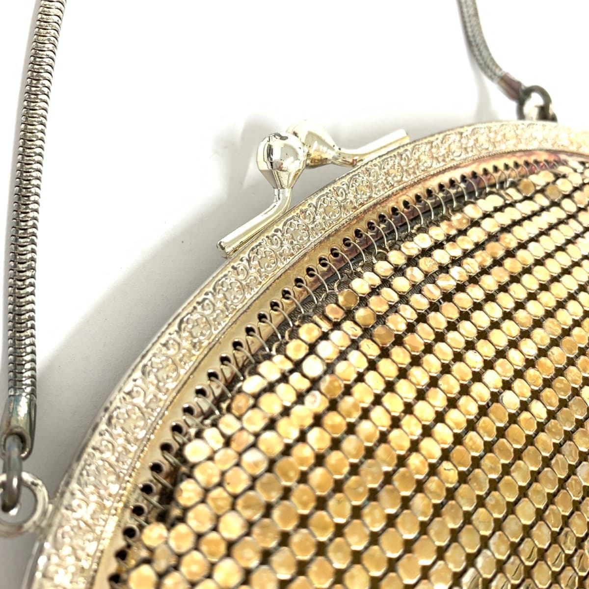 No Brand Frame Clutch Party Bag Metal Mesh Gold Color for Ladies 7