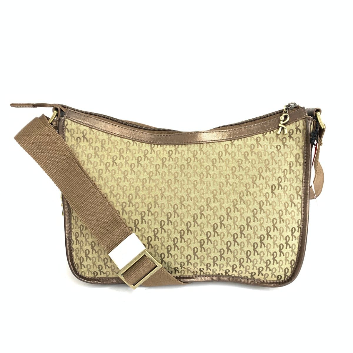 ROBERTA DI CAMERINO Shoulder Bag Like New R Logo Jacquard Brown Ladies