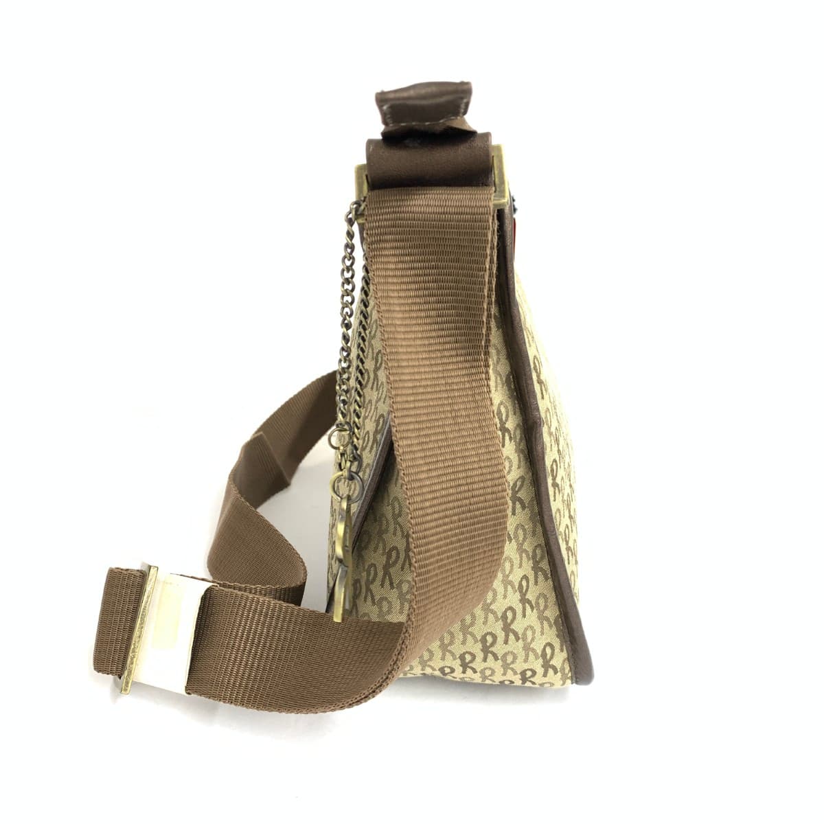 ROBERTA DI CAMERINO Shoulder Bag Like New R Logo Jacquard Brown Ladies 2