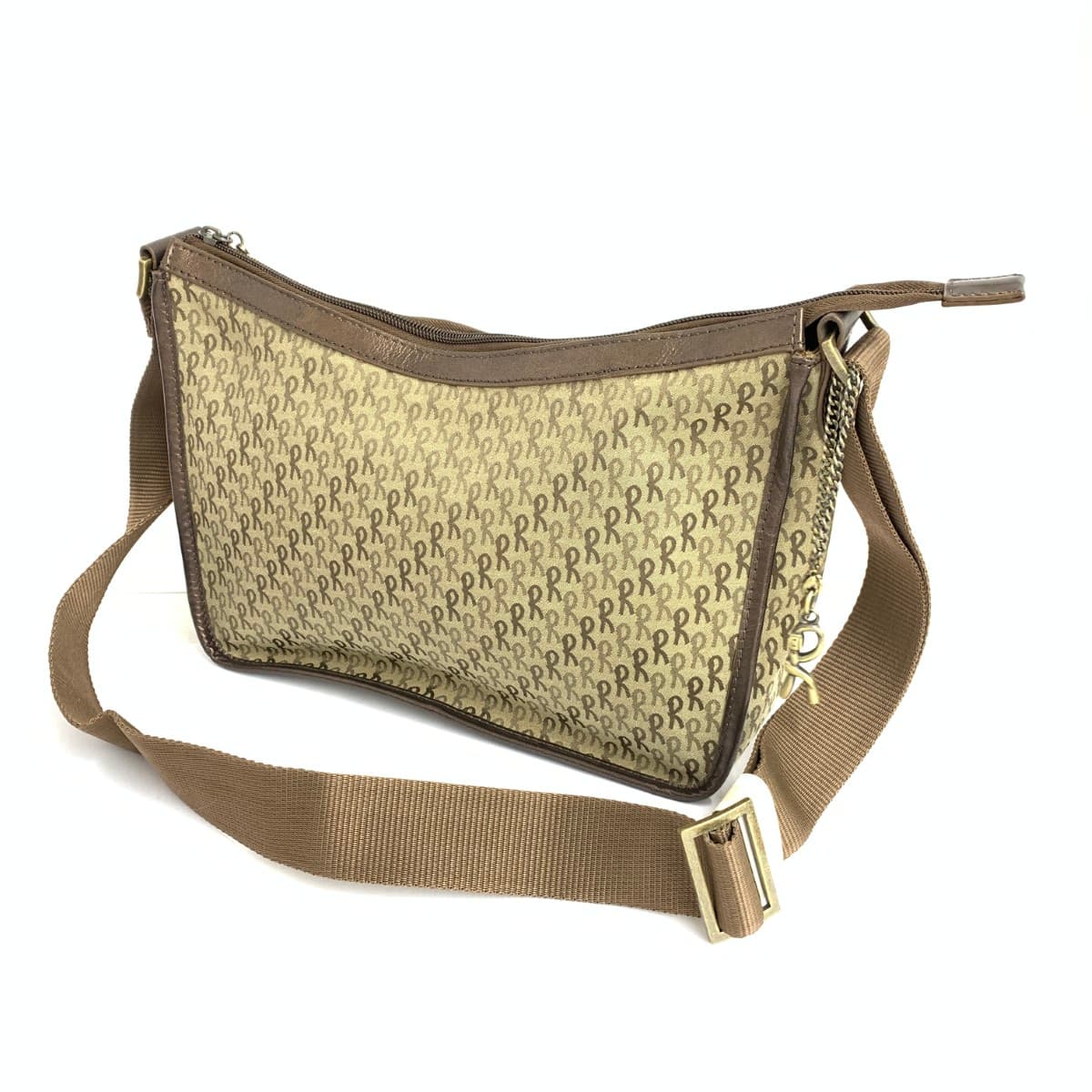 ROBERTA DI CAMERINO Shoulder Bag Like New R Logo Jacquard Brown Ladies 3