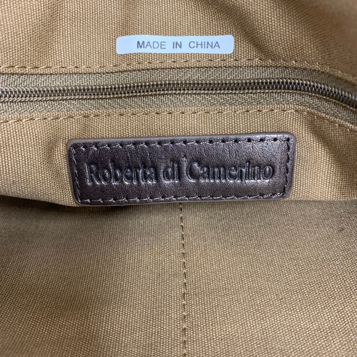 ROBERTA DI CAMERINO Shoulder Bag Like New R Logo Jacquard Brown Ladies 7