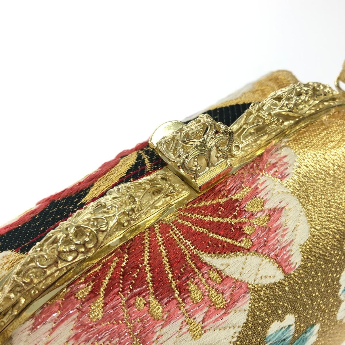 nobrand No Brand Frame Handbag Flower / Traditional Japanese Style / Satin Gold Color Women's 6