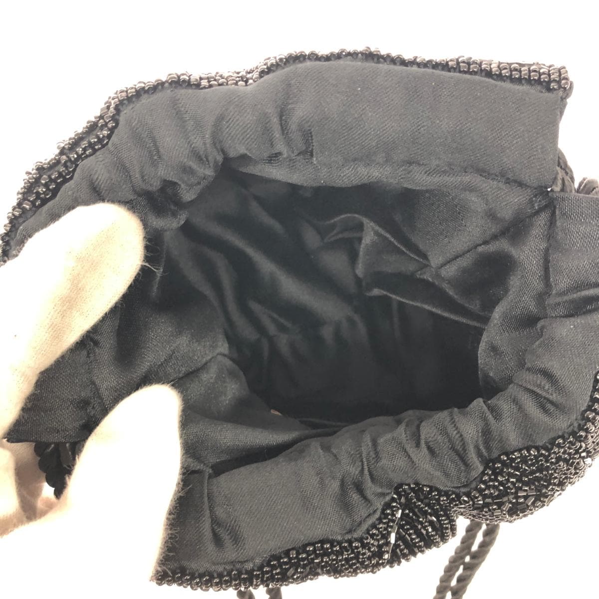 No Brand Drawstring Party Bag Beads/Nylon Satin Black for Women 4