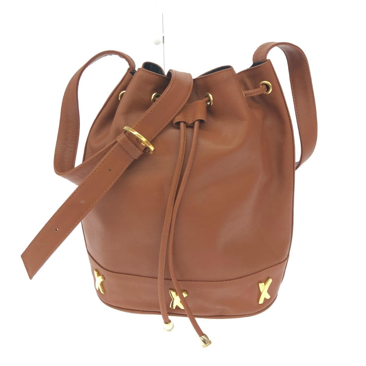 Paloma Picaso Drawstring Shoulder Bag Leather Brown Women's