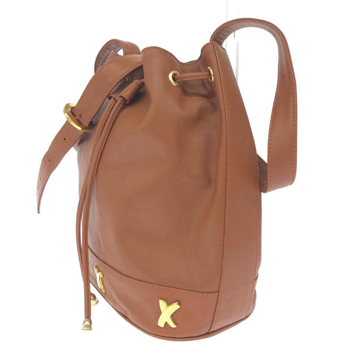 Paloma Picaso Drawstring Shoulder Bag Leather Brown Women's 3