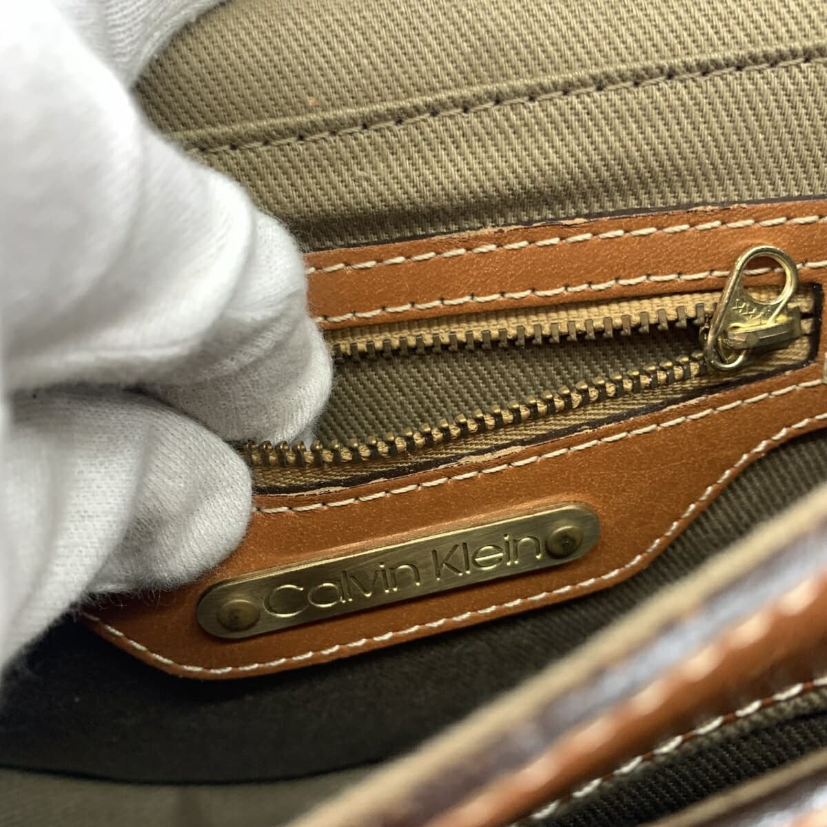 CALVIN KLEIN Shoulder Bag Vintage/Leather Brown Women's 7