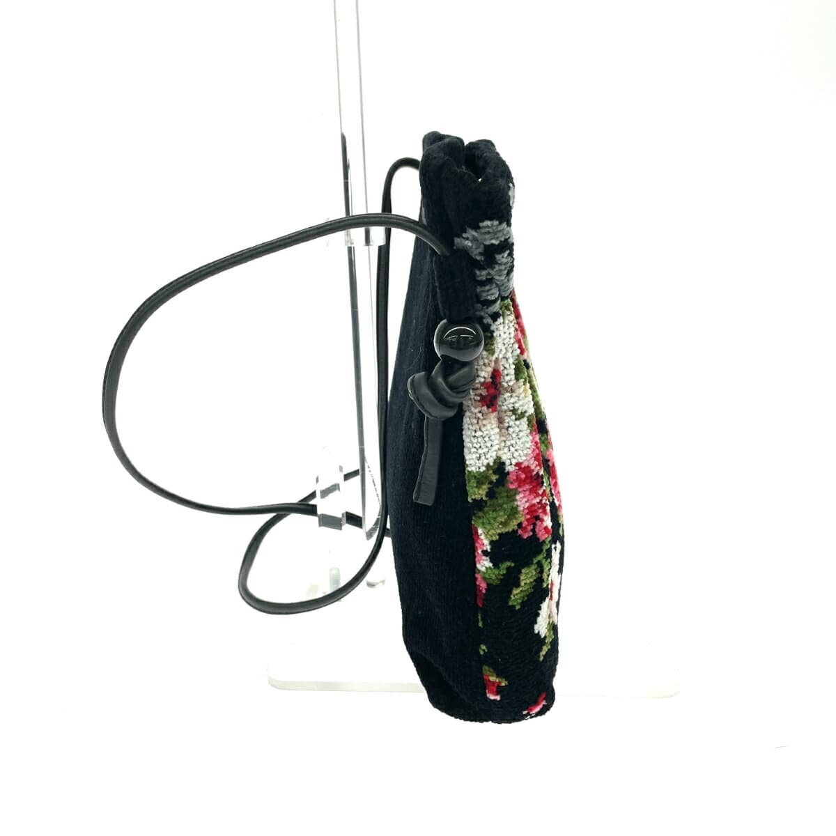 FEILER Mini Shoulder Bag Good Condition Arietta Chenille Weave Black Ladies 2