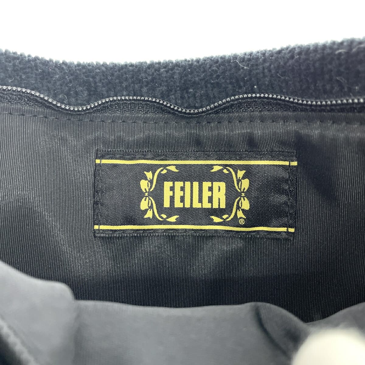 FEILER Mini Shoulder Bag Good Condition Arietta Chenille Weave Black Ladies 5