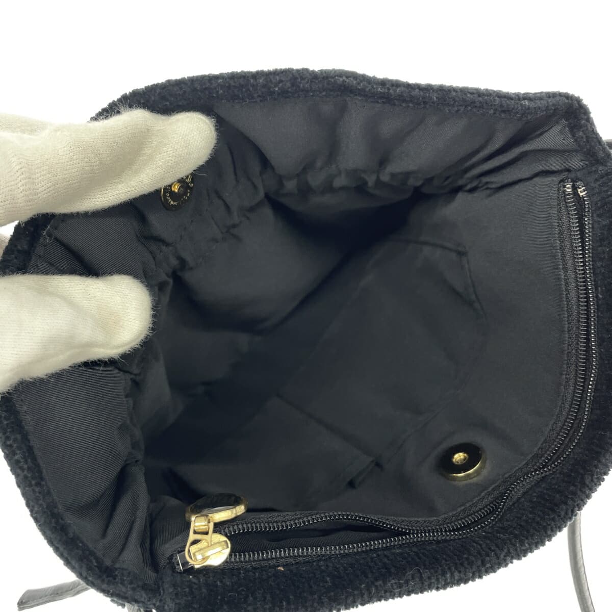 FEILER Mini Shoulder Bag Good Condition Arietta Chenille Weave Black Ladies 7