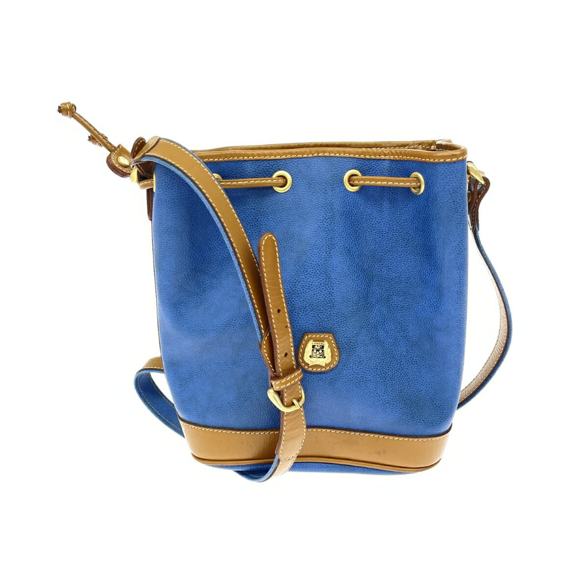 LANCEL Drawstring Shoulder Bag Logo/PVC Vintage Blue Women's