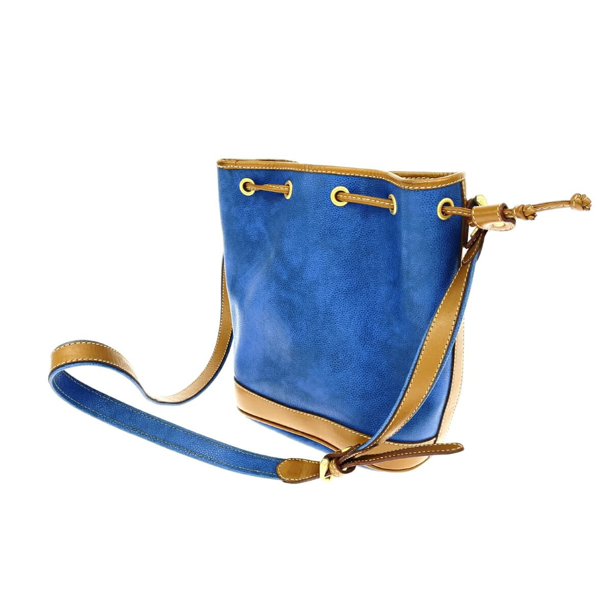 LANCEL Drawstring Shoulder Bag Logo/PVC Vintage Blue Women's 3