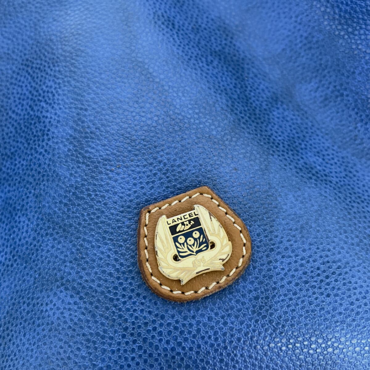 LANCEL Drawstring Shoulder Bag Logo/PVC Vintage Blue Women's 5