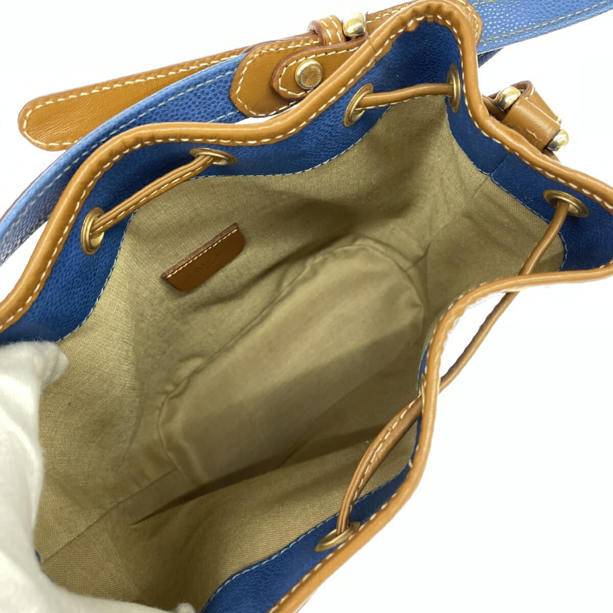 LANCEL Drawstring Shoulder Bag Logo/PVC Vintage Blue Women's 6