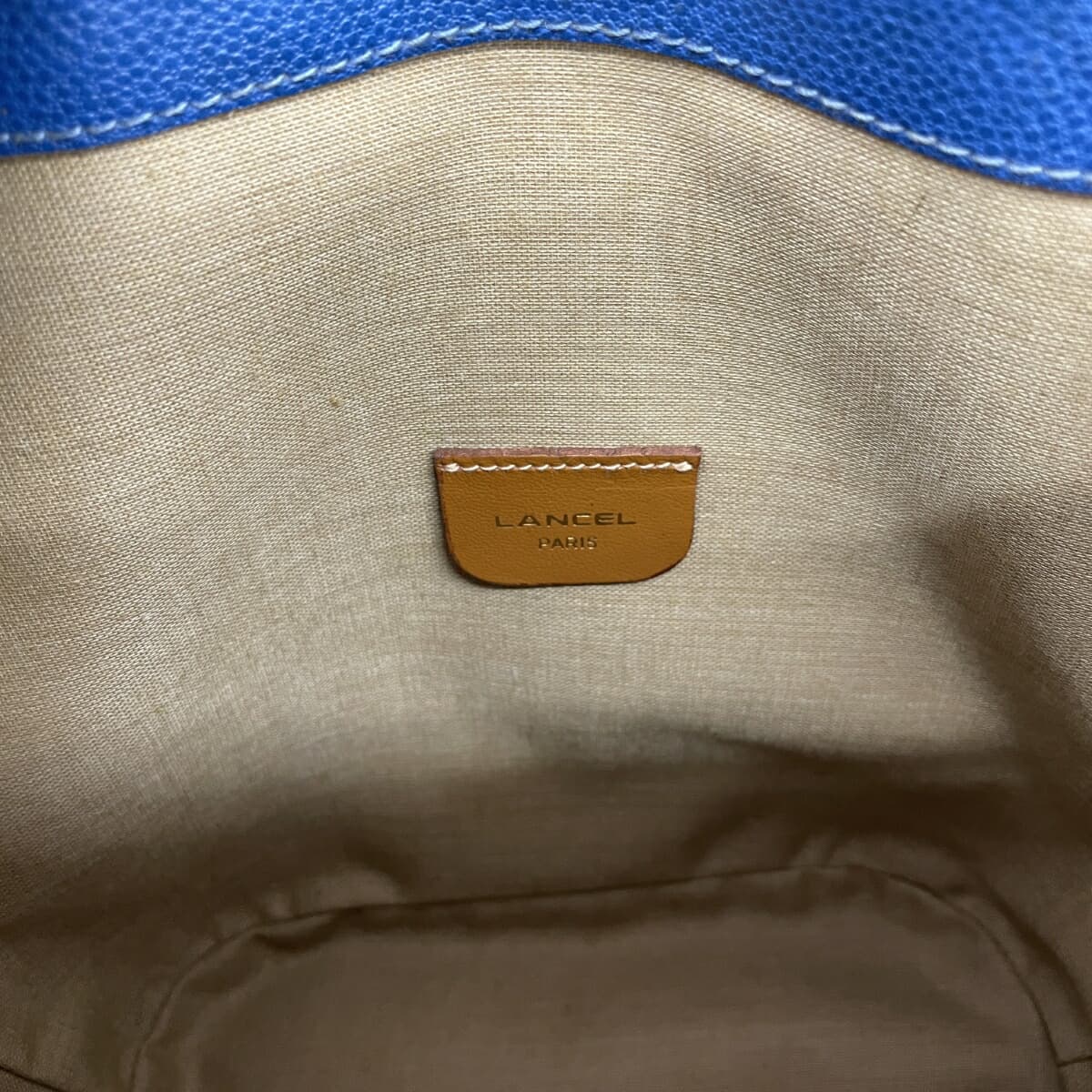 LANCEL Drawstring Shoulder Bag Logo/PVC Vintage Blue Women's 7