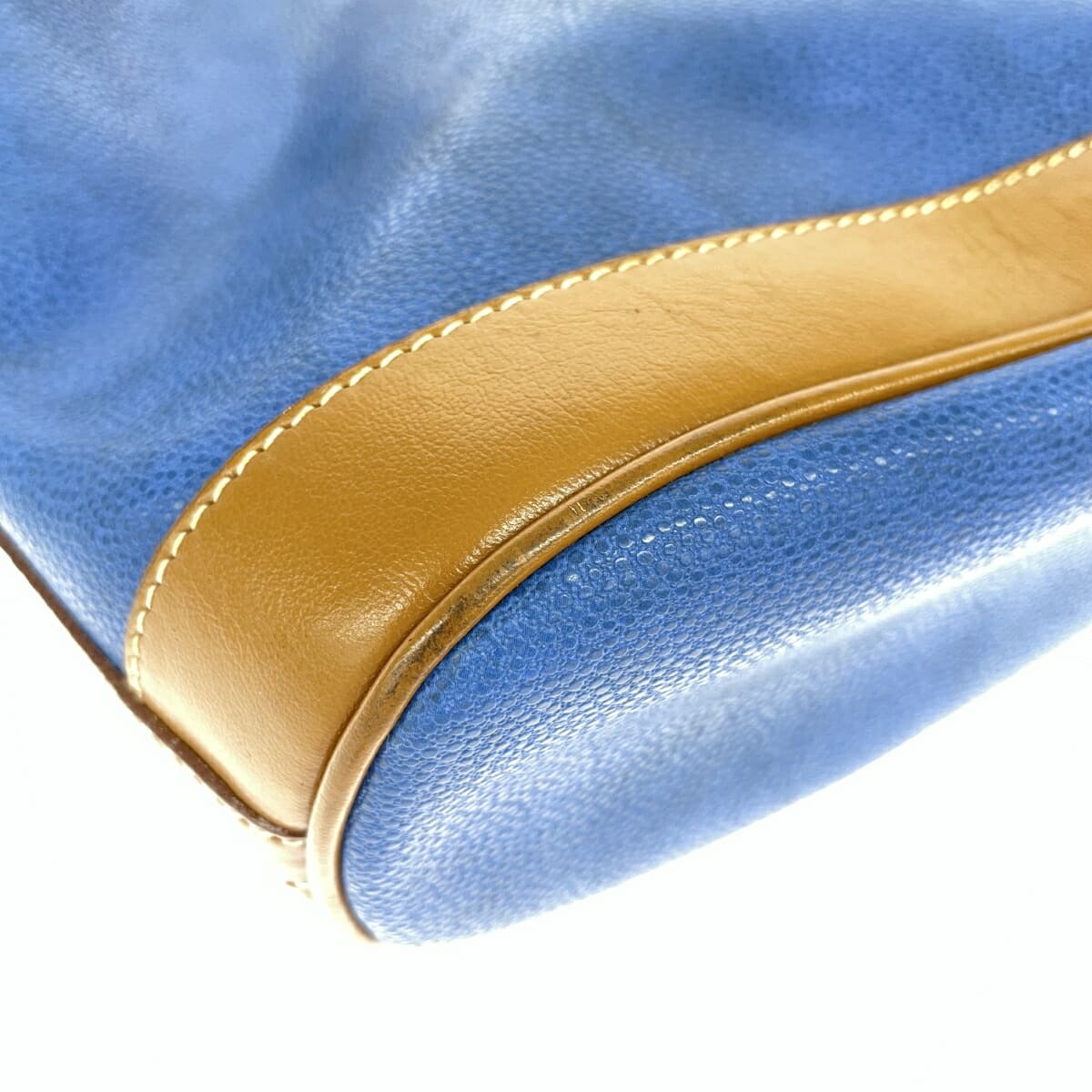 LANCEL Drawstring Shoulder Bag Logo/PVC Vintage Blue Women's 8