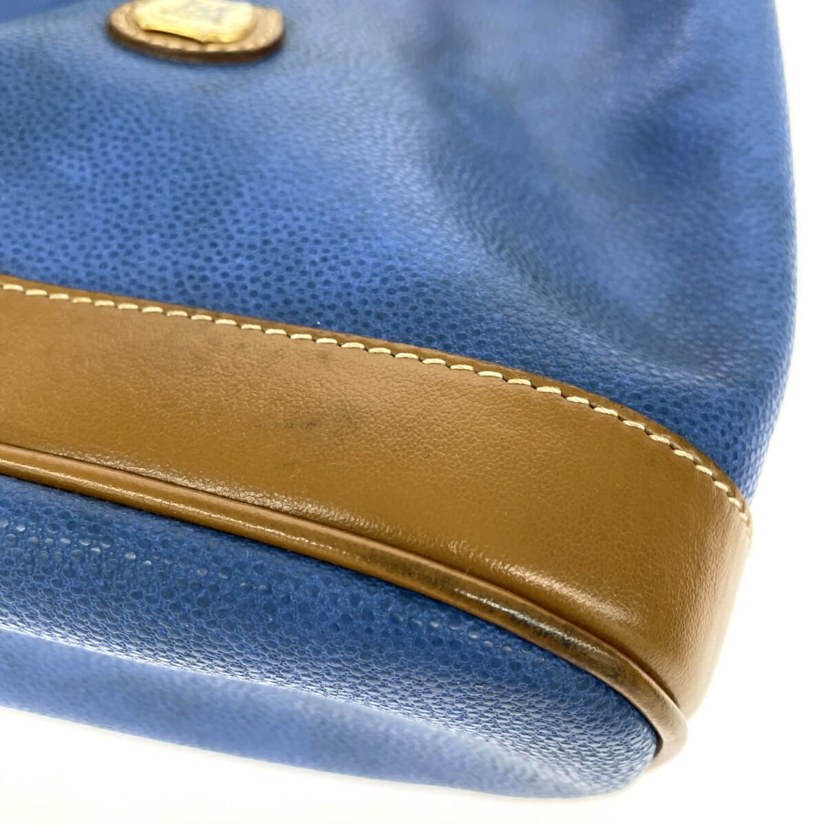 LANCEL Drawstring Shoulder Bag Logo/PVC Vintage Blue Women's 9