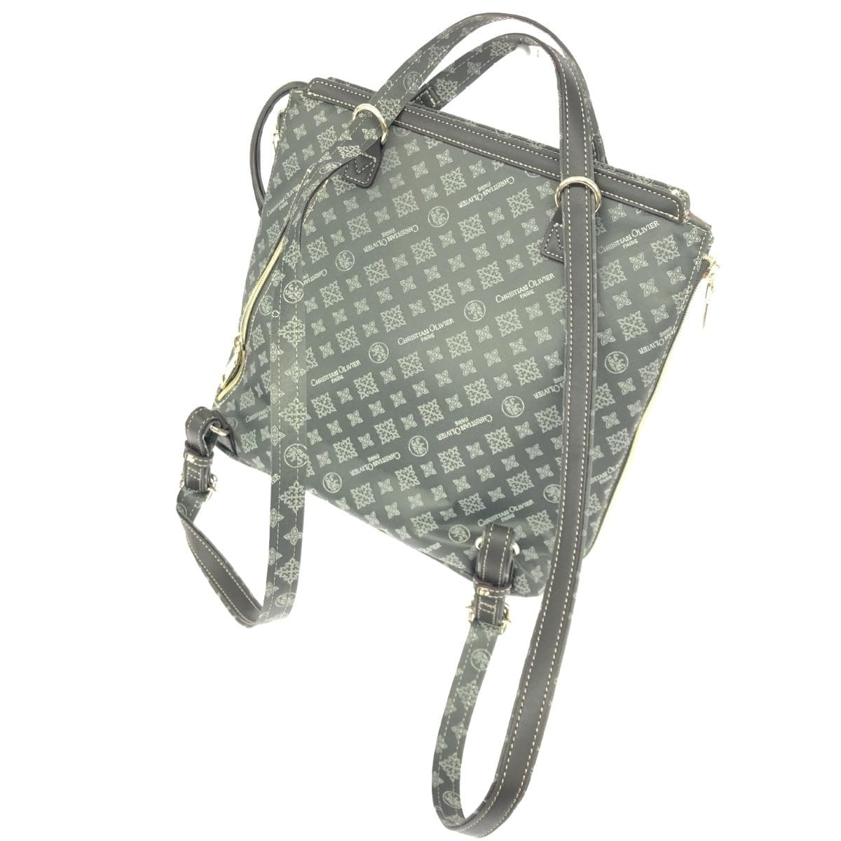 CHRISTIAN OLIVIER Multiway Backpack / Mini Shoulder Bag Set in Excellent Condition Monogram / Nylon / Olive Olive Ladies 4