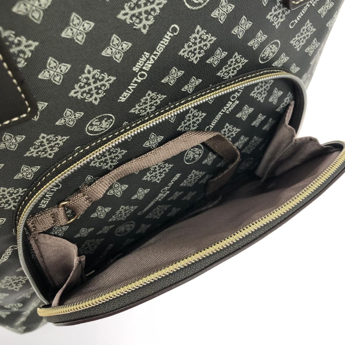 CHRISTIAN OLIVIER Multiway Backpack / Mini Shoulder Bag Set in Excellent Condition Monogram / Nylon / Olive Olive Ladies 7