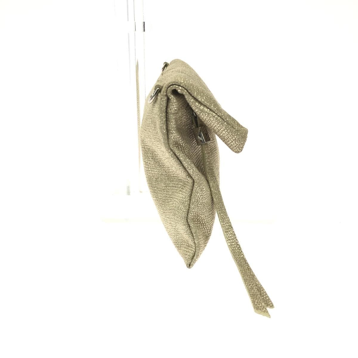 GIANNI CHIARINI Clutch Bag Good Condition Strap Leather Gold Color Women's 2