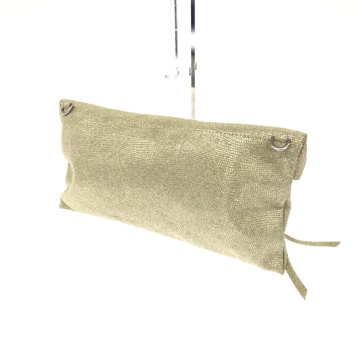 GIANNI CHIARINI Clutch Bag Good Condition Strap Leather Gold Color Women's 3