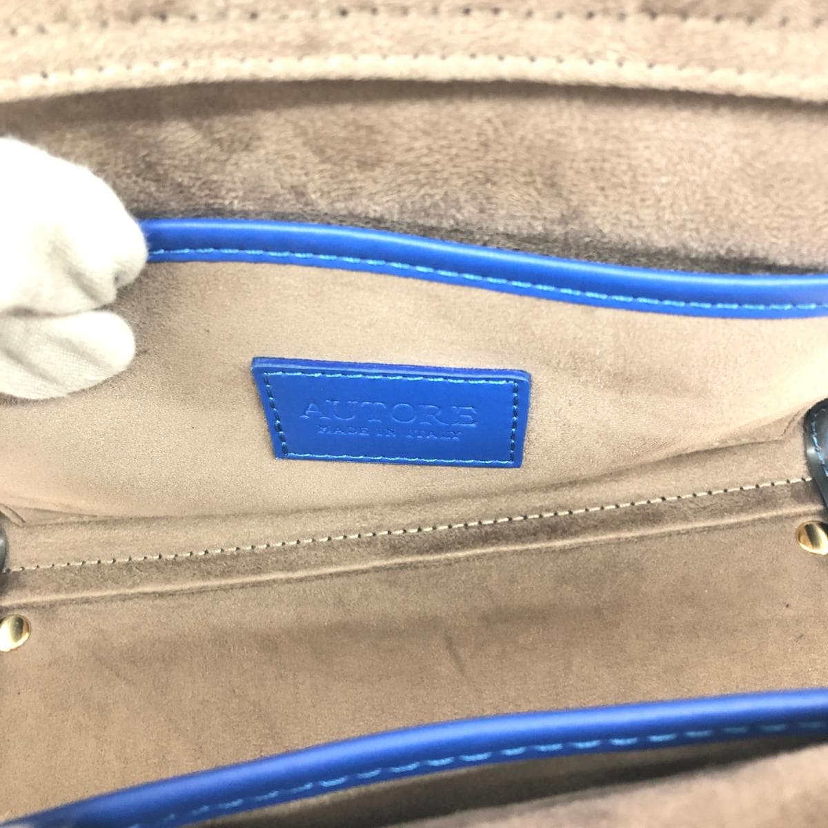 AUTORE 2WAY Bag Good Condition Leather Blue Women's 7