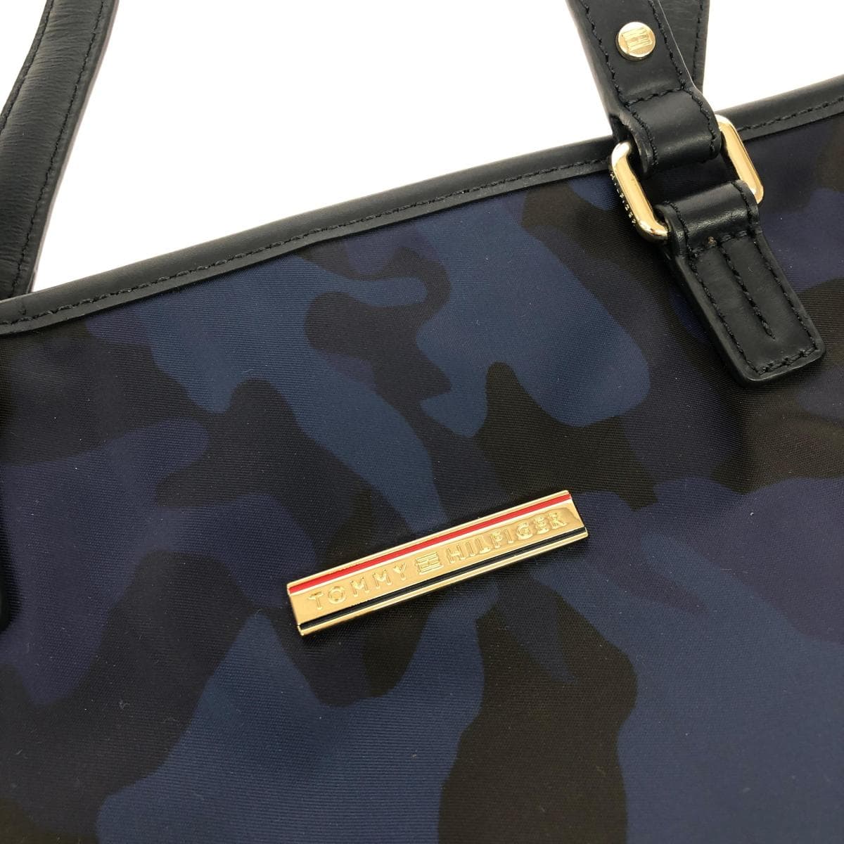 TOMMY HILFIGER Tote Bag and Clutch Bag Set Camouflage Nylon Navy Men's 7