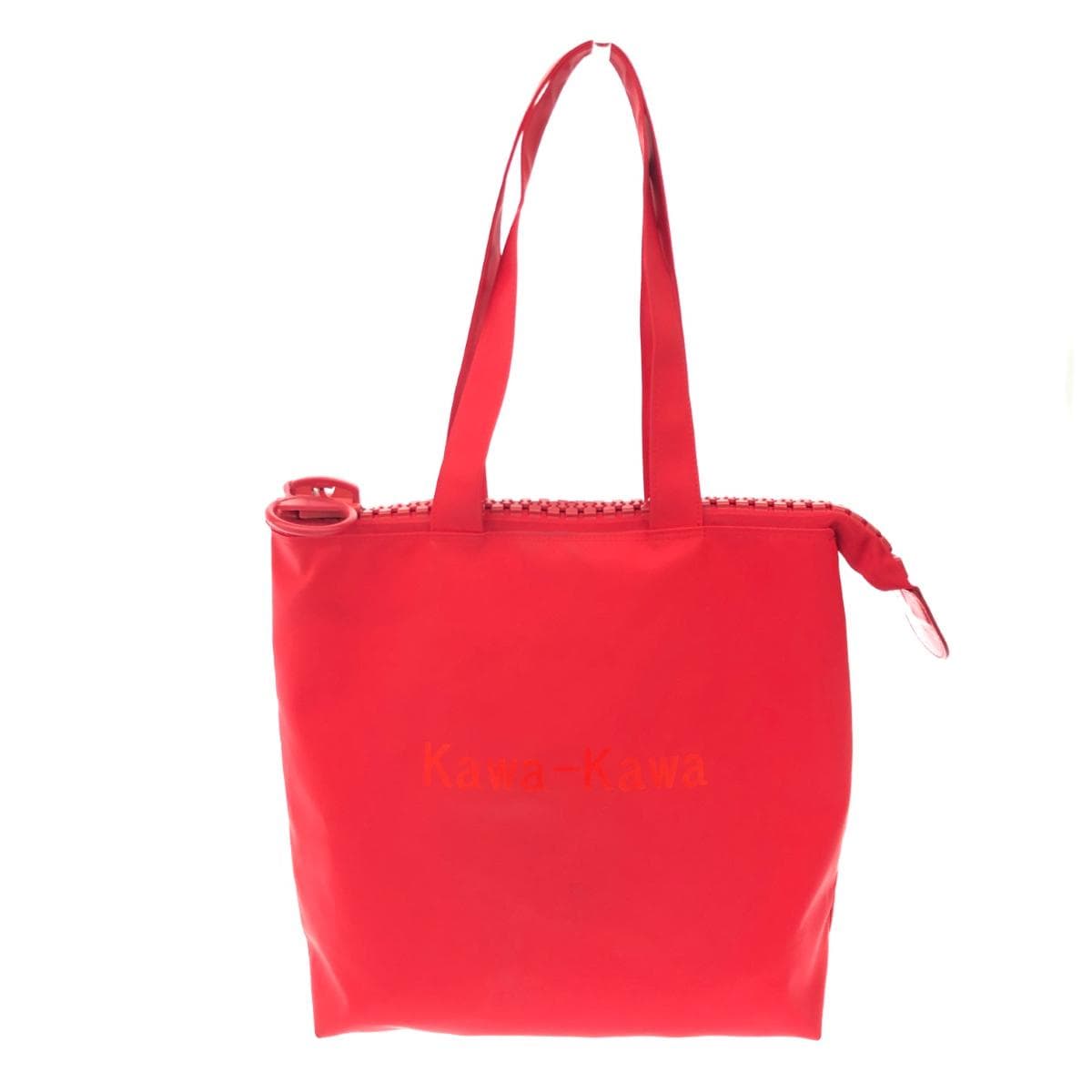 Kawakawa Rubber Tote Bag Big Zipper PVC Red Ladies