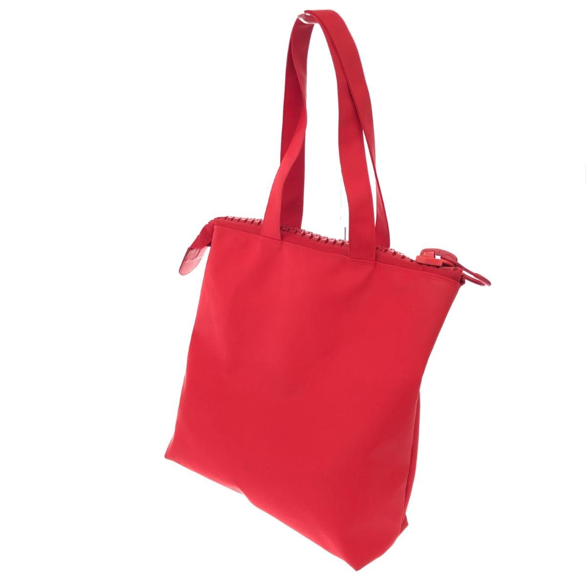 Kawakawa Rubber Tote Bag Big Zipper PVC Red Ladies 3