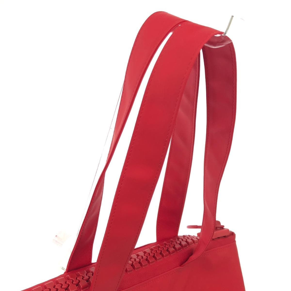 Kawakawa Rubber Tote Bag Big Zipper PVC Red Ladies 4