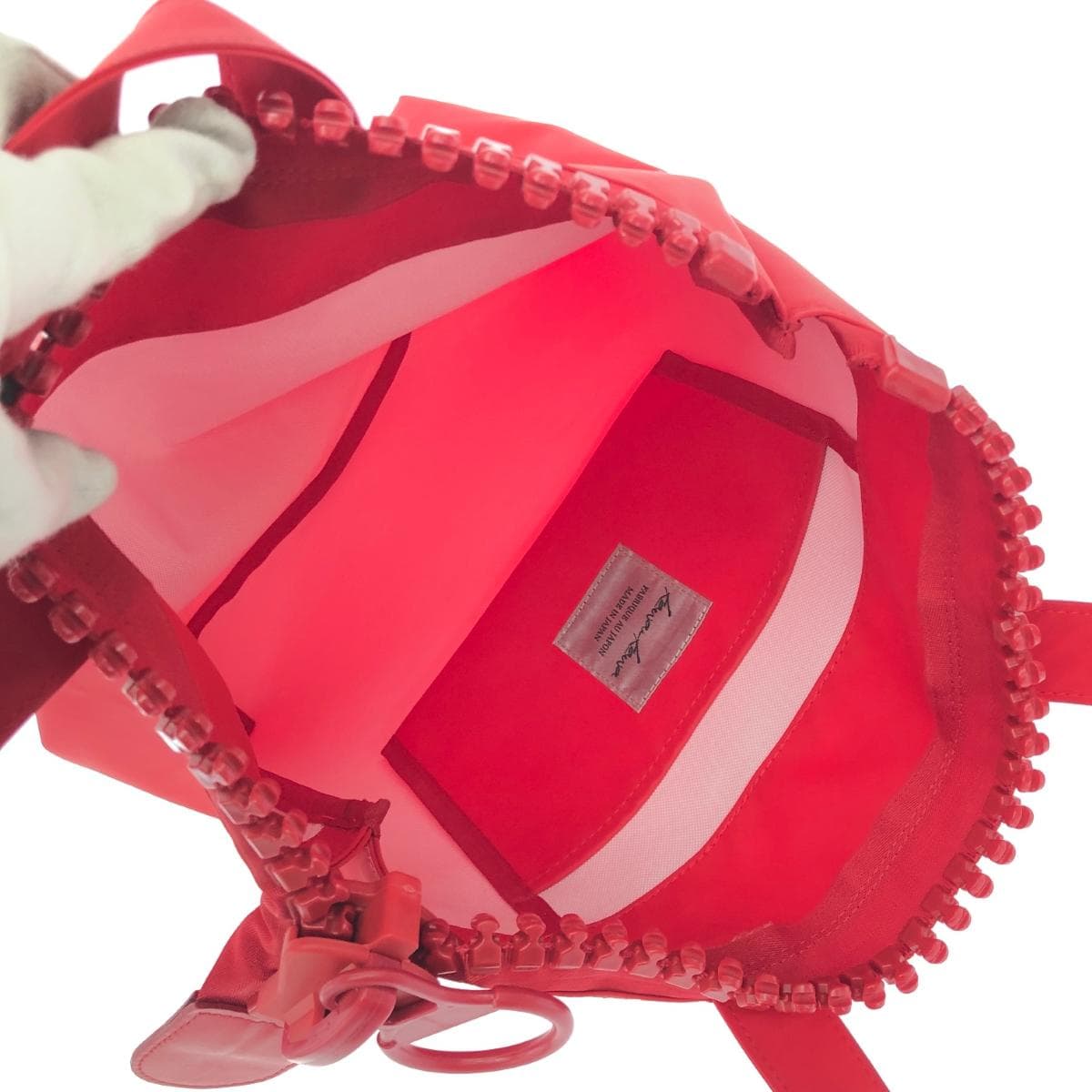 Kawakawa Rubber Tote Bag Big Zipper PVC Red Ladies 8