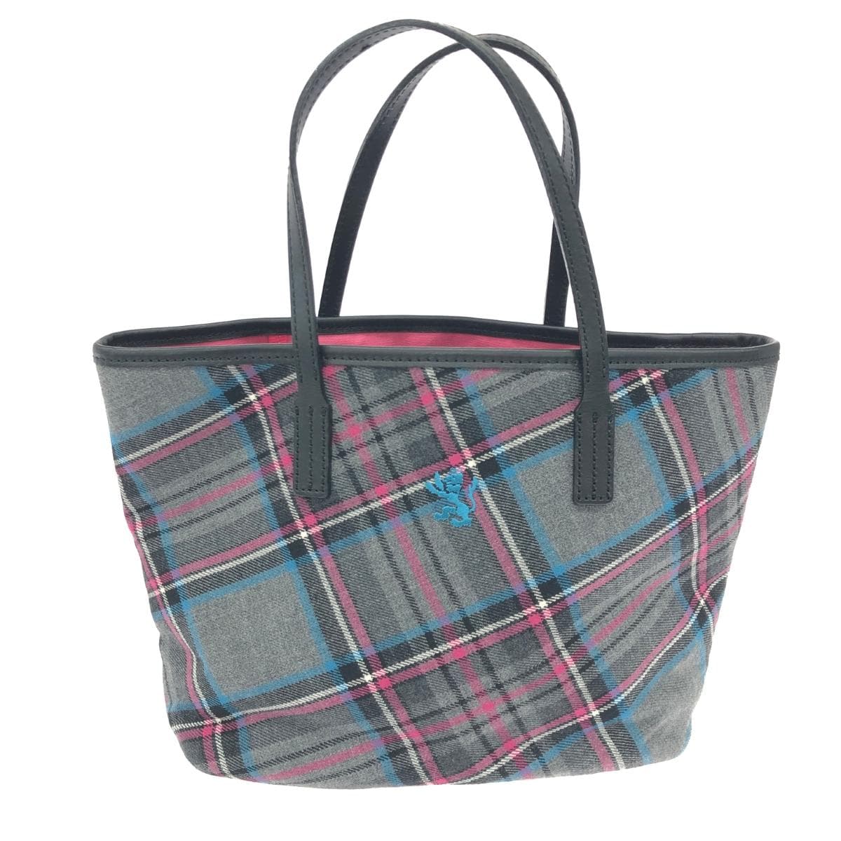 The Scotch House tote bag in good condition, featuring icon embroidery/check pattern/tweed, gray, for ladies