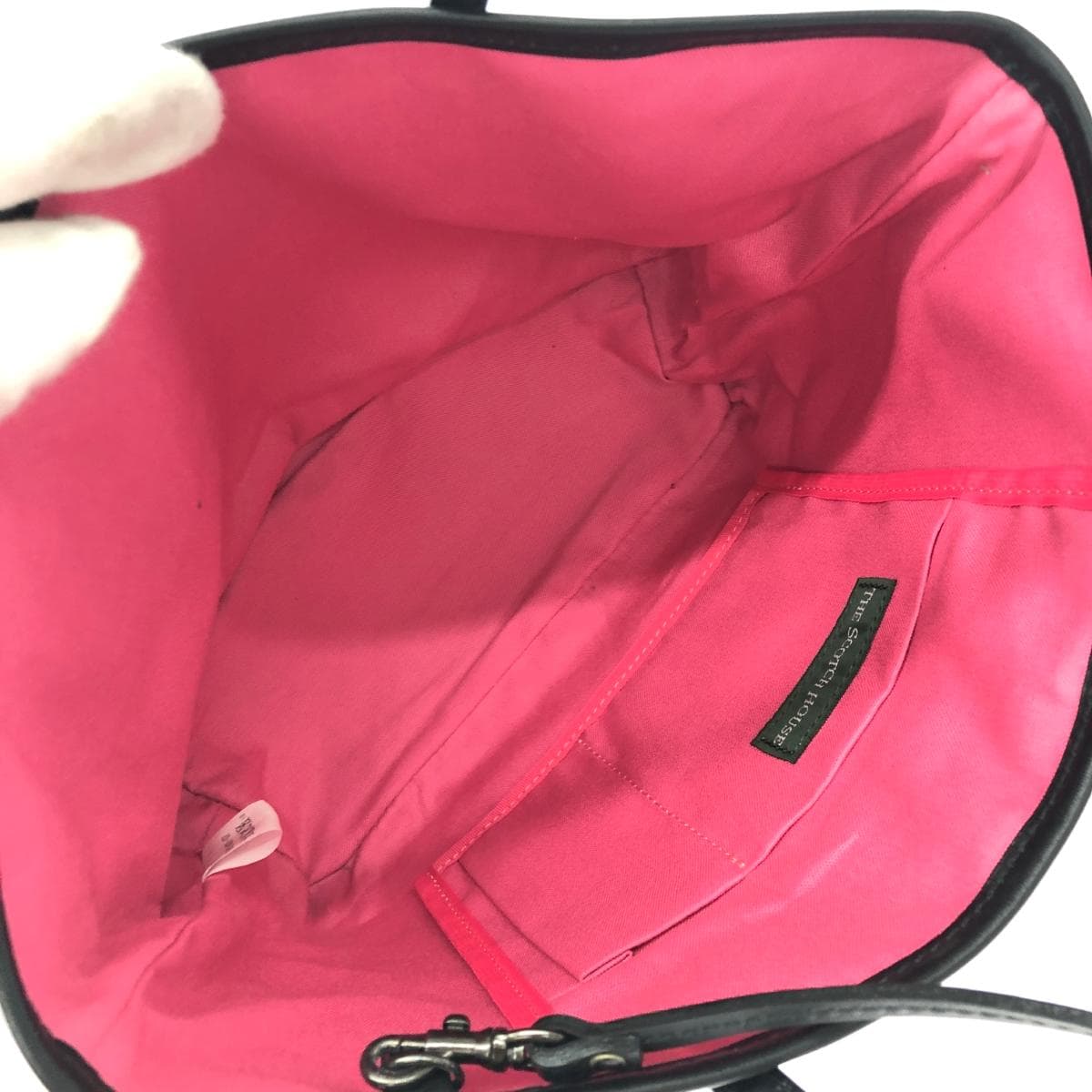 The Scotch House tote bag in good condition, featuring icon embroidery/check pattern/tweed, gray, for ladies 7