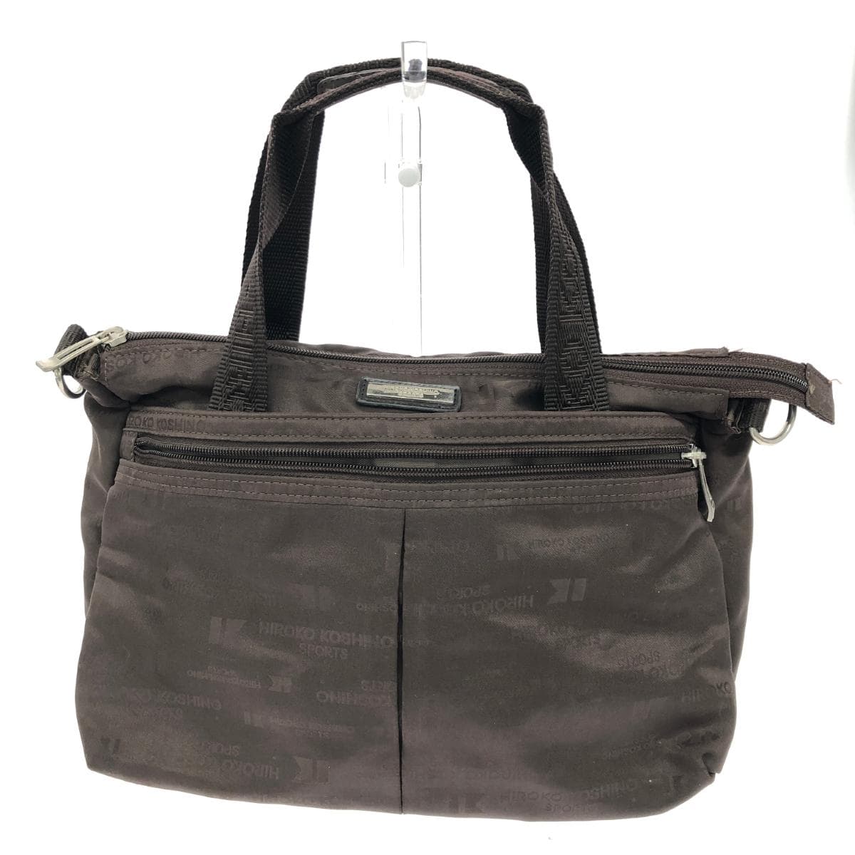 HIROKO KOSHINO 2WAY Boston Bag/Shoulder Set Total Logo/Nylon/Dark Brown Women's 7