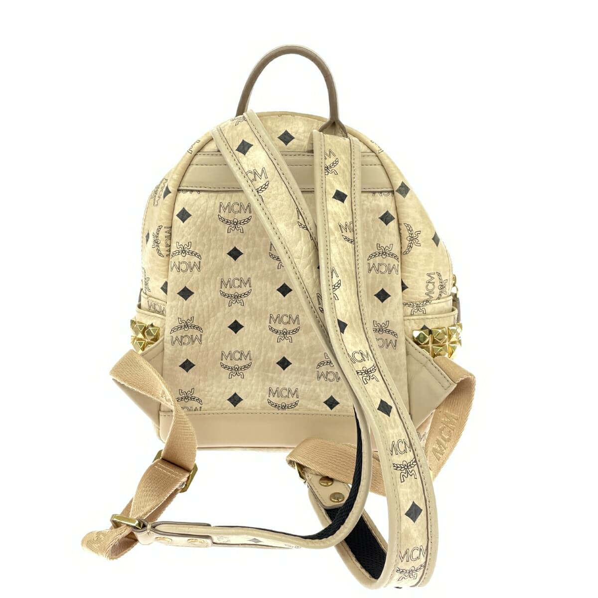 MCM Backpack Visetos/Leather × Studs 10351710 Beige Ladies 6