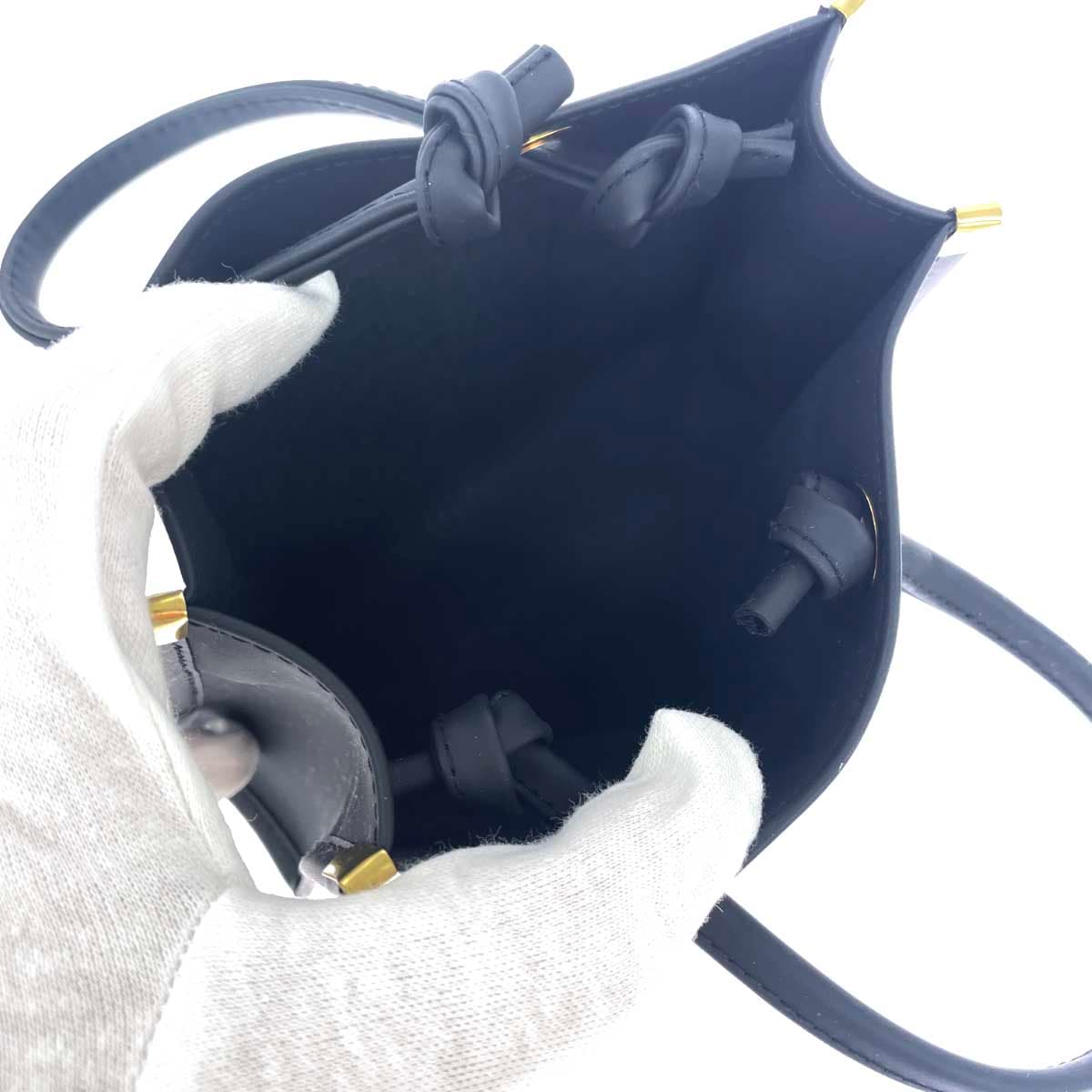 FENDI Mini Bag & Handkerchief Set Like New Zucca Pattern 085-3001 Black Ladies 4