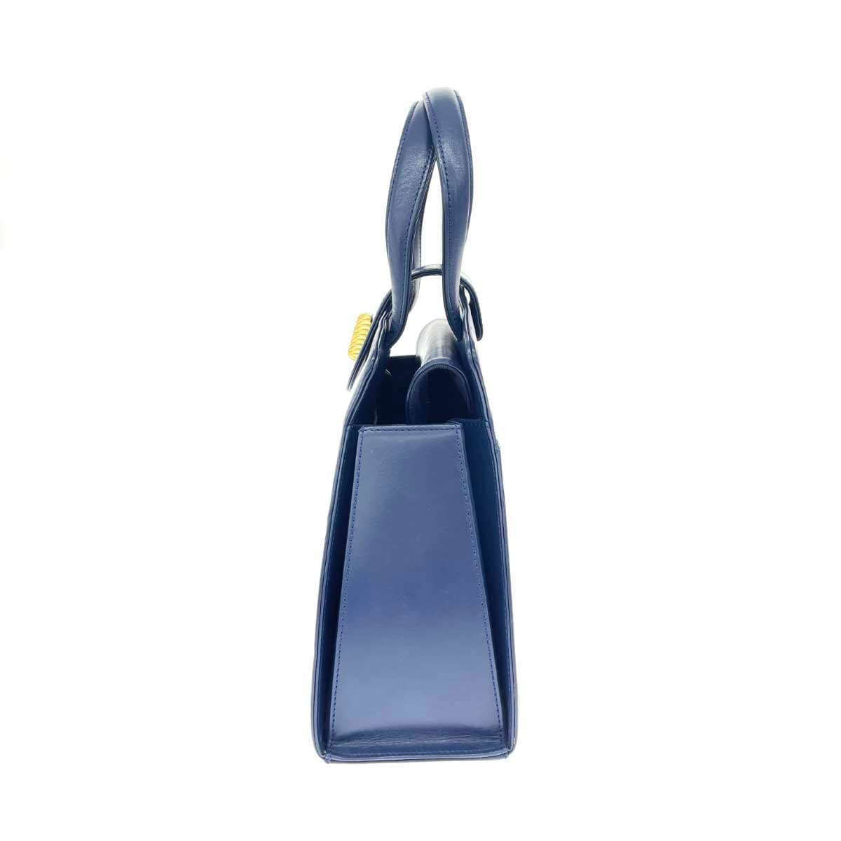 Emanuel Ungaro 2WAY handbag, turn lock/leather, navy, ladies 2