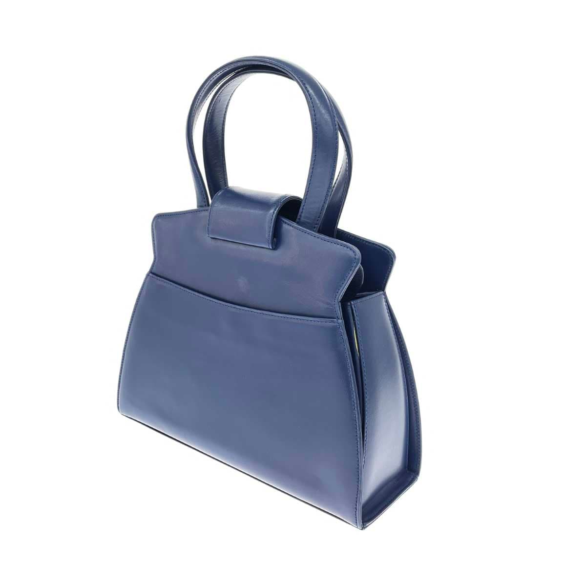 Emanuel Ungaro 2WAY handbag, turn lock/leather, navy, ladies 3