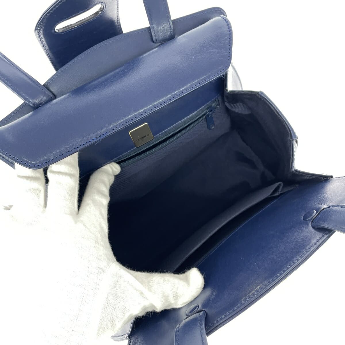 Emanuel Ungaro 2WAY handbag, turn lock/leather, navy, ladies 4