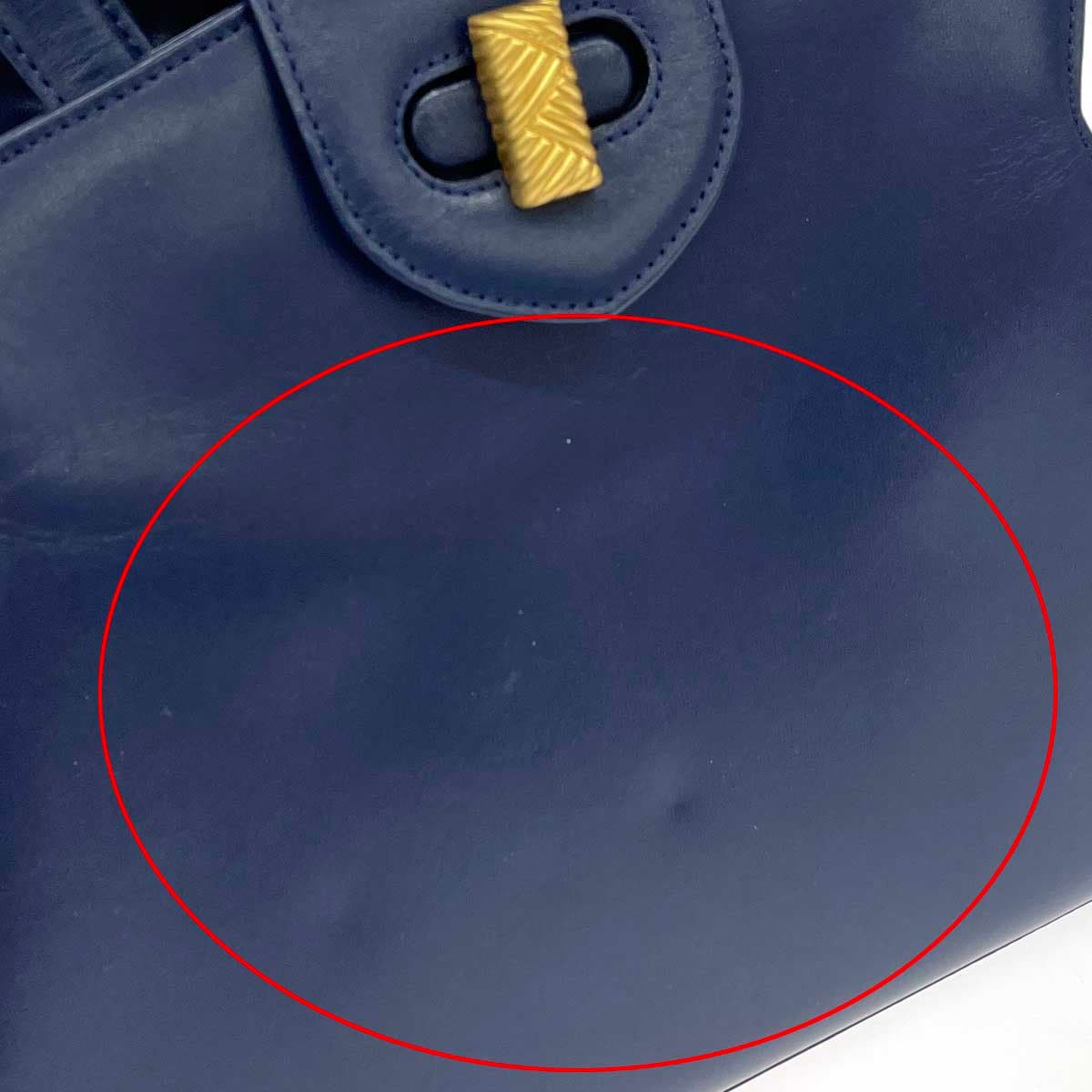 Emanuel Ungaro 2WAY handbag, turn lock/leather, navy, ladies 7