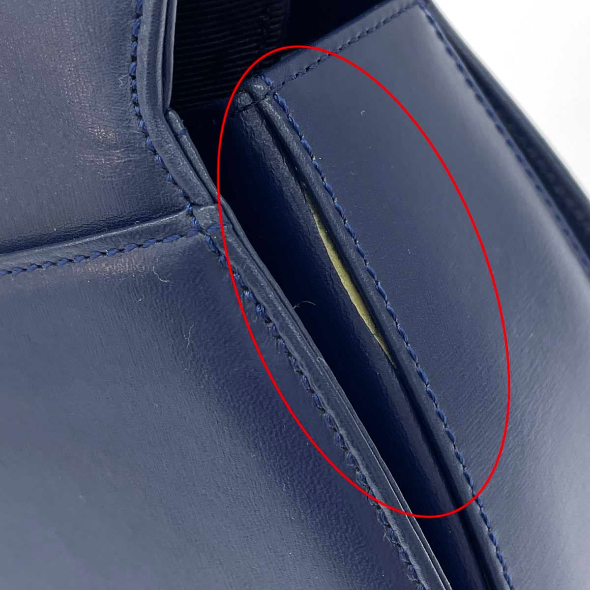 Emanuel Ungaro 2WAY handbag, turn lock/leather, navy, ladies 9