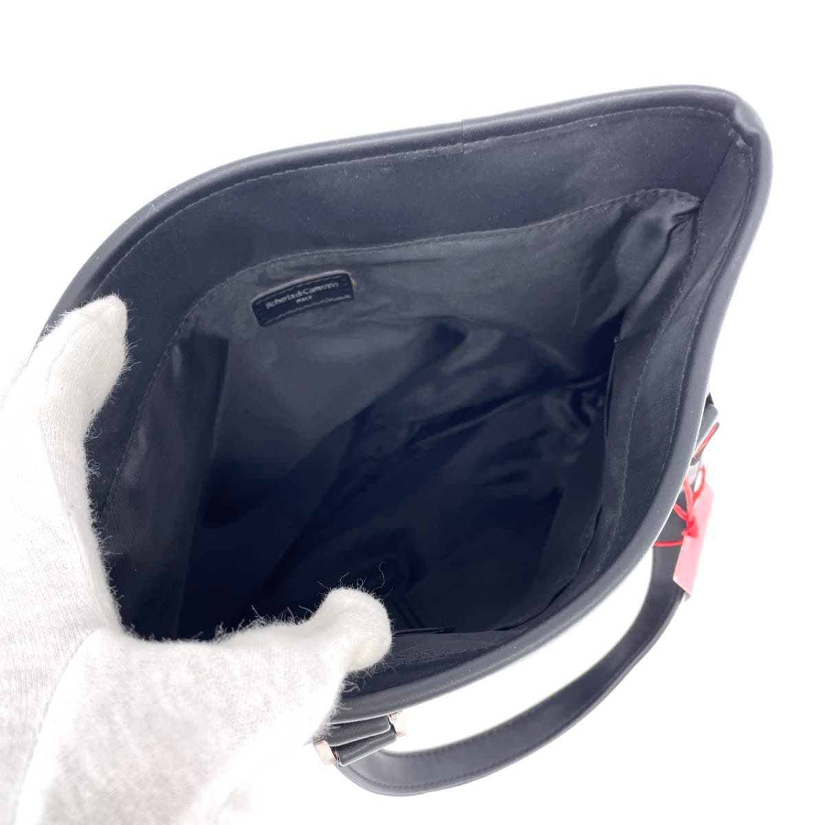 ROBERTA DI CAMERINO Mini Tote Bag Like New R Logo/Nylon Black Ladies 4